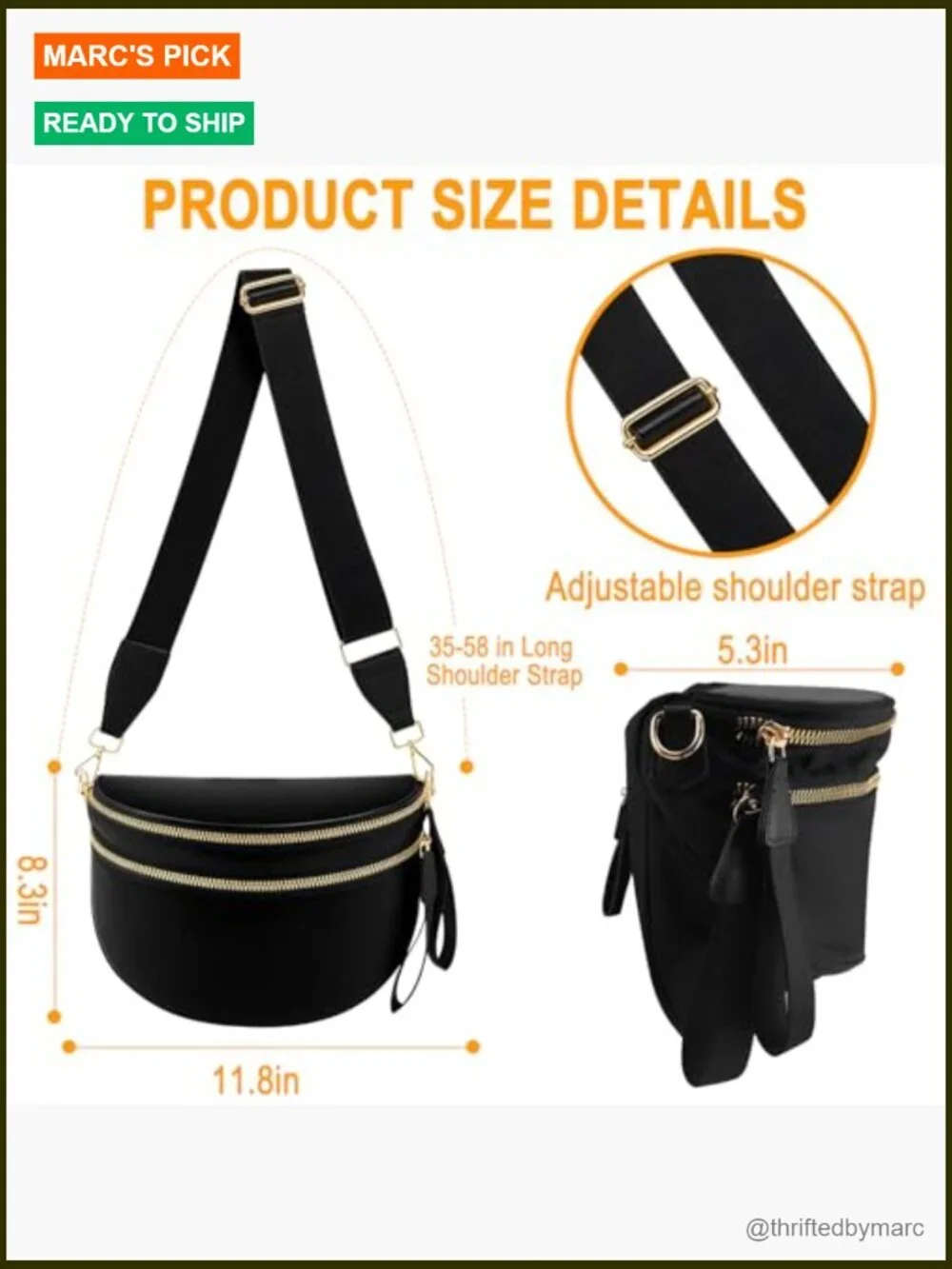 Large Nylon Crossbody Bag Adjustable Strap Spacious Fanny Pack Sling - Picture 5 of 7